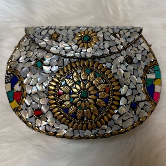 Ramla Handbags - RAMLA Handmade Mosaic Clutch Shoulder Bag